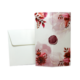 Partecipazione Matrimonio Trasparente con Motivi floreali Rossi e Bordeaux - Codice F1744